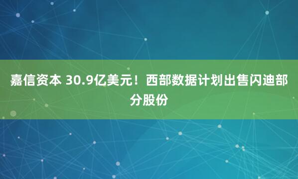 嘉信资本 30.9亿美元！西部数据计划出售闪迪部分股份